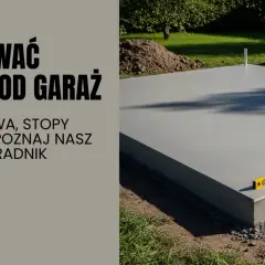 Betonowa płyta fundamentowa pod garaż z poziomicą.