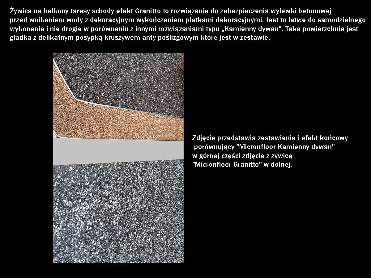 Zestawienie próbek żywic na balkon: 